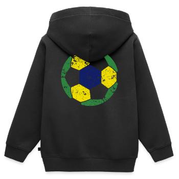 Brazil Soccer Ball Fußball - Kinder Premium Organic Zip Hoodie - Schwarz - Hinten - AI Model Kid Male (0cm)