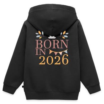 Baby Geboren in 2026 Born in 2026 Süßer Hase - Kinder Premium Organic Zip Hoodie - Schwarz - Hinten - AI Model Kid Male (0cm)