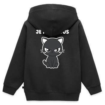 Grummelige schwarze Katze - Kinder Premium Organic Zip Hoodie - Schwarz - Hinten - AI Model Kid Male (0cm)
