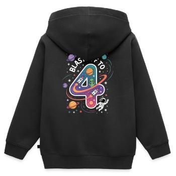 Abflug ins Weltall 4. Geburtstag Kindergeburtstag - Kinder Premium Organic Zip Hoodie - Schwarz - Hinten - AI Model Kid Male (0cm)