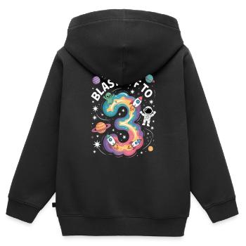 Abflug ins Weltall 3. Geburtstag Kindergeburtstag - Kinder Premium Organic Zip Hoodie - Schwarz - Hinten - AI Model Kid Male (0cm)