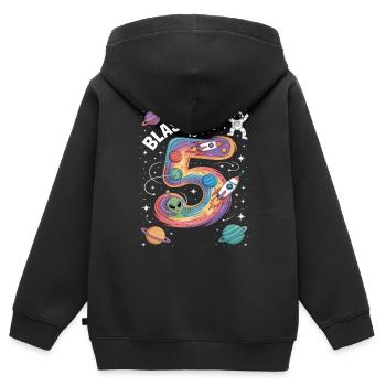 Abflug ins Weltall 5. Geburtstag Kindergeburtstag - Kinder Premium Organic Zip Hoodie - Schwarz - Hinten - AI Model Kid Male (0cm)