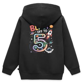 Abflug ins Weltall 5. Geburtstag Kindergeburtstag - Kinder Premium Organic Zip Hoodie - Schwarz - Hinten - AI Model Kid Male (0cm)