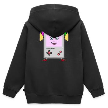 Game Girl – Retro Cartoon Konsole - Kinder Premium Organic Zip Hoodie - Schwarz - Hinten - AI Model Kid Male (0cm)