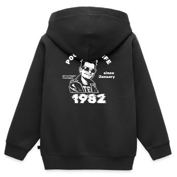 44. Geburtstag Pogo for life since 01/1982 - Kinder Premium Organic Zip Hoodie - Schwarz - Hinten - AI Model Kid Male (0cm)