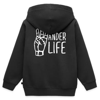 Wander Life Handzeichen – West Coast Wanderer - Kinder Premium Organic Zip Hoodie - Schwarz - Hinten - AI Model Kid Male (0cm)