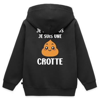 crotte - Sweat Premium à capuche zippé enfant bio - noir - Dos - AI Model Kid Male (0cm)