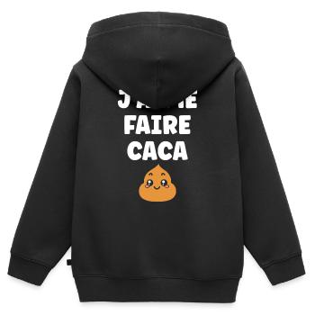 caca - Sweat Premium à capuche zippé enfant bio - noir - Dos - AI Model Kid Male (0cm)