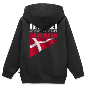 Kopenhagen - Kinder Premium Organic Zip Hoodie - Schwarz - Hinten - AI Model Kid Male (0cm)