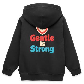 Identité parentale douce, lente - Sweat Premium à capuche zippé enfant bio - noir - Dos - AI Model Kid Male (0cm)