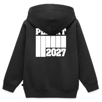 Einzigartig 2027 - Kinder Premium Organic Zip Hoodie - Schwarz - Hinten - AI Model Kid Male (0cm)
