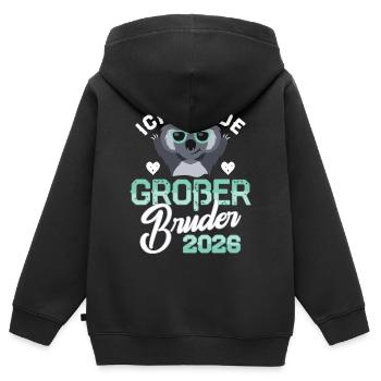 Je vais être Big Brother Bébé Enceinte 2026 - Sweat Premium à capuche zippé enfant bio - noir - Dos - AI Model Kid Male (0cm)