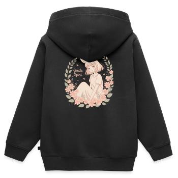 Gentle Spirit Zartes Anime Fawn Girl - Kinder Premium Organic Zip Hoodie - Schwarz - Hinten - AI Model Kid Male (0cm)