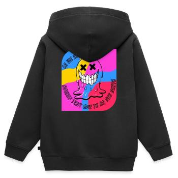 Das Leben ist kurz. POP - Kinder Premium Organic Zip Hoodie - Schwarz - Hinten - AI Model Kid Male (0cm)