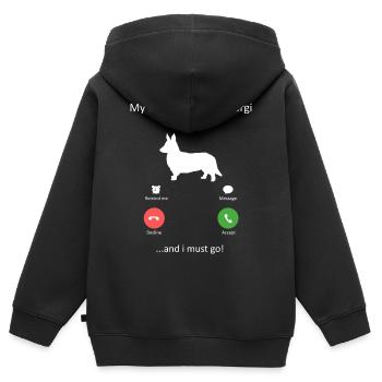 Meine Strickjacke Welsh Corgi nennt Funny Dog Mama - Kinder Premium Organic Zip Hoodie - Schwarz - Hinten - AI Model Kid Male (0cm)