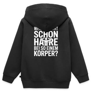 Glatze Wer Braucht Schon Haare Halbglatze Glatzen - Kinder Premium Organic Zip Hoodie - Schwarz - Hinten - AI Model Kid Male (0cm)
