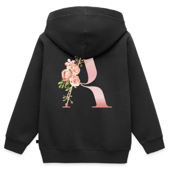 Monogramm Ein Pastellblume - Kinder Premium Organic Zip Hoodie - Schwarz - Hinten - AI Model Kid Male (0cm)
