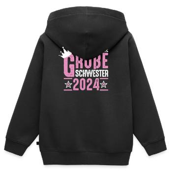 Big Sister 2024 Pink Crown - Kids Premium Organic Zip-up Hoodie - black - Back - AI Model Kid Male (0cm)
