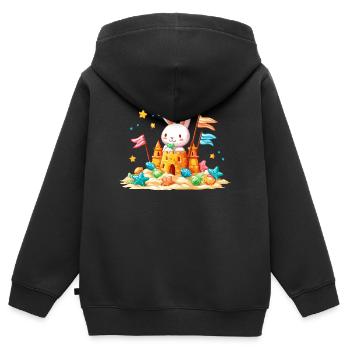 Häschen am Strand Sandkasten - Kinder Premium Organic Zip Hoodie - Schwarz - Hinten - AI Model Kid Male (0cm)