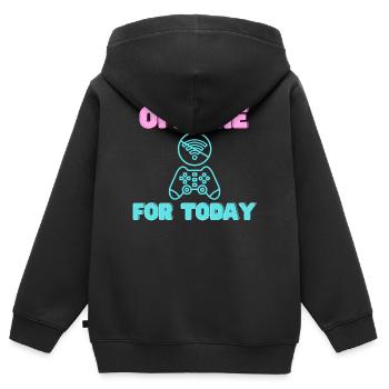 Hors ligne pour aujourd’hui Joueur Néon - Sweat Premium à capuche zippé enfant bio - noir - Dos - AI Model Kid Male (0cm)