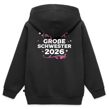 Große Schwester 2026 Schwangerschaft baby Kind - Kinder Premium Organic Zip Hoodie - Schwarz - Hinten - AI Model Kid Male (0cm)