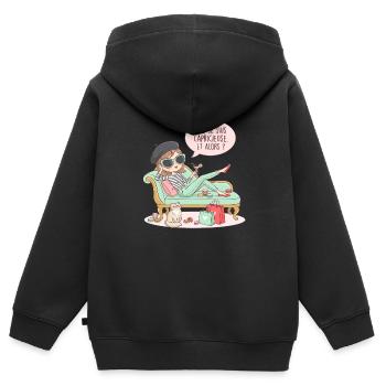 Ich bin launisch und so - Kinder Premium Organic Zip Hoodie - Schwarz - Hinten - AI Model Kid Male (0cm)