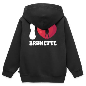 I Love Brunette Herz Silhouette - Kinder Premium Organic Zip Hoodie - Schwarz - Hinten - AI Model Kid Male (0cm)