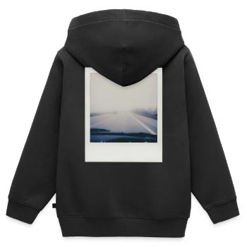 Neblige Autobahn - Kinder Premium Organic Zip Hoodie - Schwarz - Hinten - AI Model Kid Male (0cm)