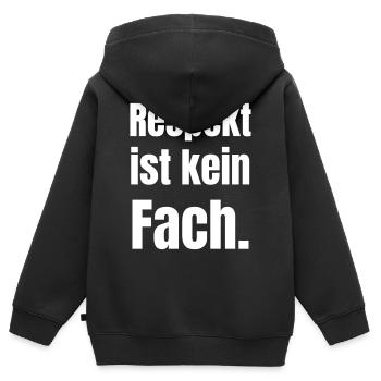Le respect n’est pas un sujet - Sweat Premium à capuche zippé enfant bio - noir - Dos - AI Model Kid Male (0cm)