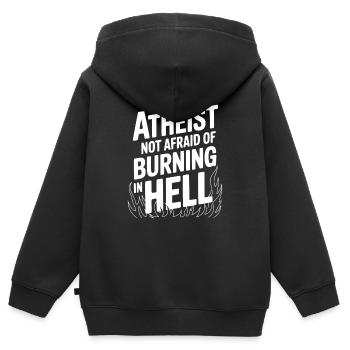 Athée qui n’a pas peur de brûler en enfer - Sweat Premium à capuche zippé enfant bio - noir - Dos - AI Model Kid Male (0cm)