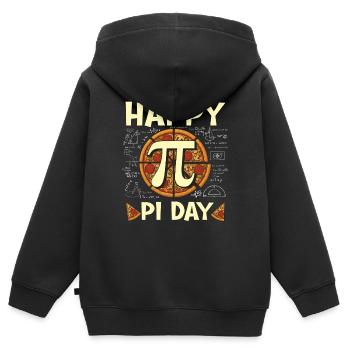 Bonne journée Pi, Drôle de Pizza Math Nerd - Sweat Premium à capuche zippé enfant bio - noir - Dos - AI Model Kid Male (0cm)