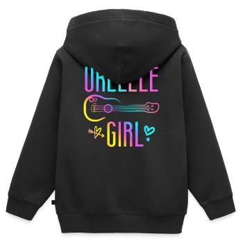 Ukulélé hawaïen ukulélé Ukulélé Girl - Sweat Premium à capuche zippé enfant bio - noir - Dos - AI Model Kid Male (0cm)