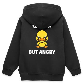 Furious Duck Cartoon - Kids Premium Organic Zip-up Hoodie - black - Back - AI Model Kid Male (0cm)