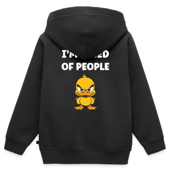 Marre des gens — Caneton grognon - Sweat Premium à capuche zippé enfant bio - noir - Dos - AI Model Kid Male (0cm)