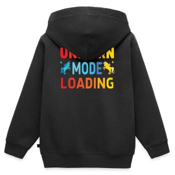 Chargement en mode licorne - Sweat Premium à capuche zippé enfant bio - noir - Dos - AI Model Kid Male (0cm)