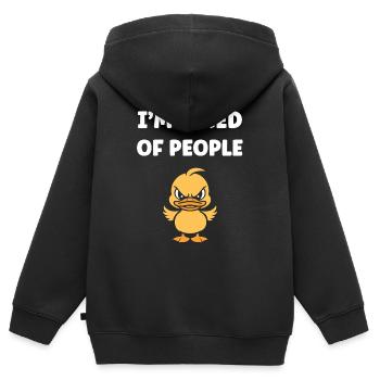 Marre des gens Canard grognon - Sweat Premium à capuche zippé enfant bio - noir - Dos - AI Model Kid Male (0cm)