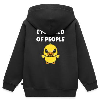 Verschlafene Ente erschöpft die Leute - Kinder Premium Organic Zip Hoodie - Schwarz - Hinten - AI Model Kid Male (0cm)