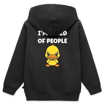 Marre gens canard cartoon - Sweat Premium à capuche zippé enfant bio - noir - Dos - AI Model Kid Male (0cm)