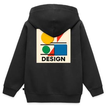 Geometrie Bauhaus Farbige Komposition - Kinder Premium Organic Zip Hoodie - Schwarz - Hinten - AI Model Kid Male (0cm)