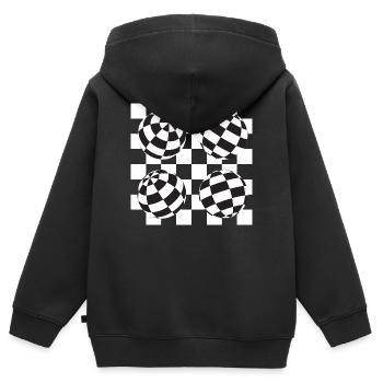 Illusion à damier sphérique - Sweat Premium à capuche zippé enfant bio - noir - Dos - AI Model Kid Male (0cm)