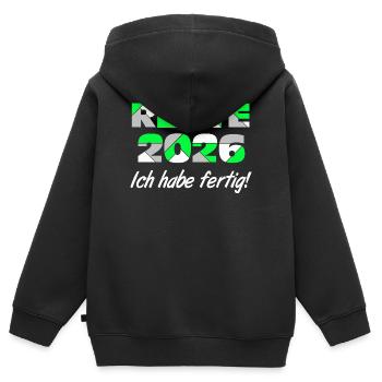 Rente 2026 , ich habe fertig - Kinder Premium Organic Zip Hoodie - Schwarz - Hinten - AI Model Kid Male (0cm)