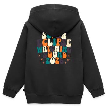 Équipe de surveillance des éclipses solaires 2026 - Sweat Premium à capuche zippé enfant bio - noir - Dos - AI Model Kid Male (0cm)