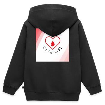 Schenken Sie Leben: Blutspenderherz - Kinder Premium Organic Zip Hoodie - Schwarz - Hinten - AI Model Kid Male (0cm)