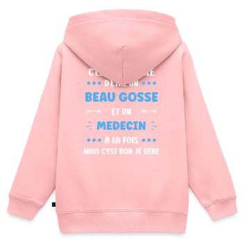 Arzt - Kinder Premium Organic Zip Hoodie - Rosa - Hinten - AI Model Kid Female (0cm)