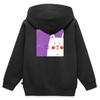 Katzenfreund - Kinder Premium Organic Zip Hoodie - Schwarz - Hinten - AI Model Kid Male (0cm)