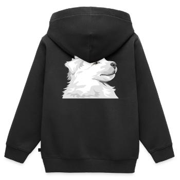 Weißer Welpe - Kinder Premium Organic Zip Hoodie - Schwarz - Hinten - AI Model Kid Male (0cm)