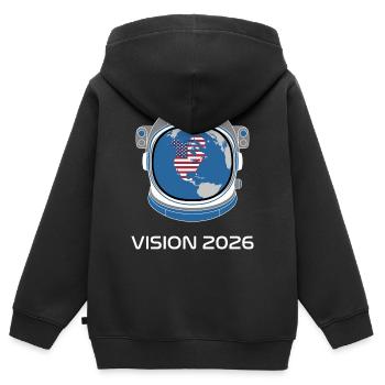 Vision 2026 USA Astronaut - Sweat Premium à capuche zippé enfant bio - noir - Dos - AI Model Kid Male (0cm)