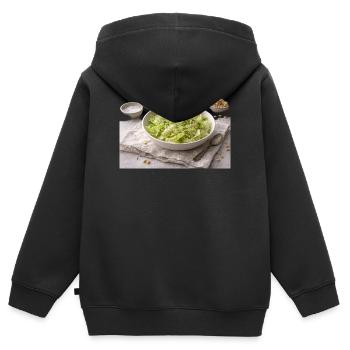 Salat mit Pinienkernen - Kinder Premium Organic Zip Hoodie - Schwarz - Hinten - AI Model Kid Male (0cm)