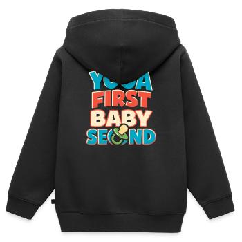 Vorgeburtliches Yoga Werdende Mutter - Kinder Premium Organic Zip Hoodie - Schwarz - Hinten - AI Model Kid Male (0cm)