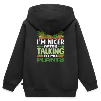 Schöner Nach Dem Gespräch Mit Meinen Pflanzen - Kinder Premium Organic Zip Hoodie - Schwarz - Hinten - AI Model Kid Male (0cm)